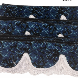 Frontgardin Plysch Kurvig Blå/Vit