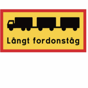 Långt fordonståg skylt reflex 900 x 450